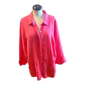 Carol Anderson Collection 2X, bright pink. 100% Linen. Vintage, classic, staple